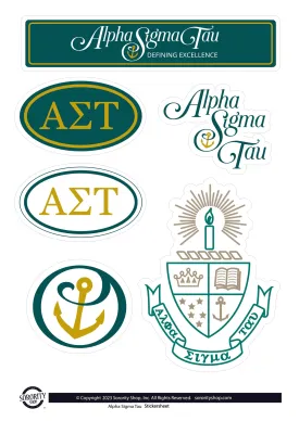 Alpha Sigma Tau Sorority Sticker Sheet- Brand Focus