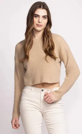 Cropped Waffle Knit Sweater