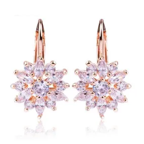 3 Colors Luxury Gold Color Flower Stud Earring