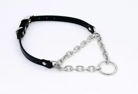 3/8" Mini O Ring Black Vegan Leather Martingale Collar