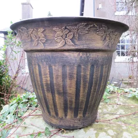 45cm Floral Fluted Planter Gold Plant Pot