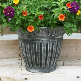 45cm Floral Fluted Planter Silver Plant Pot