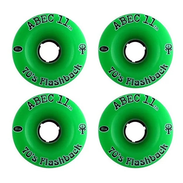 Abec 11 Flashbacks - Green - 70mm 81a - Skateboard Wheels (Set of 4)