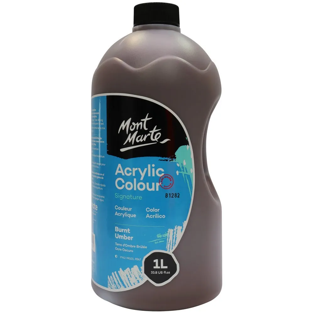 Acrylic Colour Signature 1L (33.8 US fl.oz) Bottle - Burnt Umber