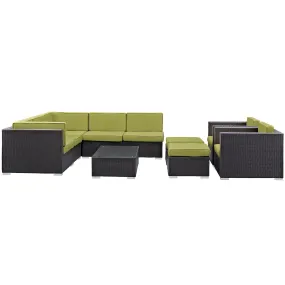 Avia 10 Piece Outdoor Patio Sectional Set By Modway - EEI-826 - Espresso Peridot