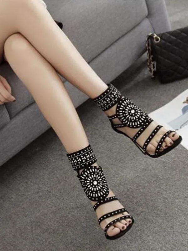 BASTET Rhinestone-Embedded Sandals