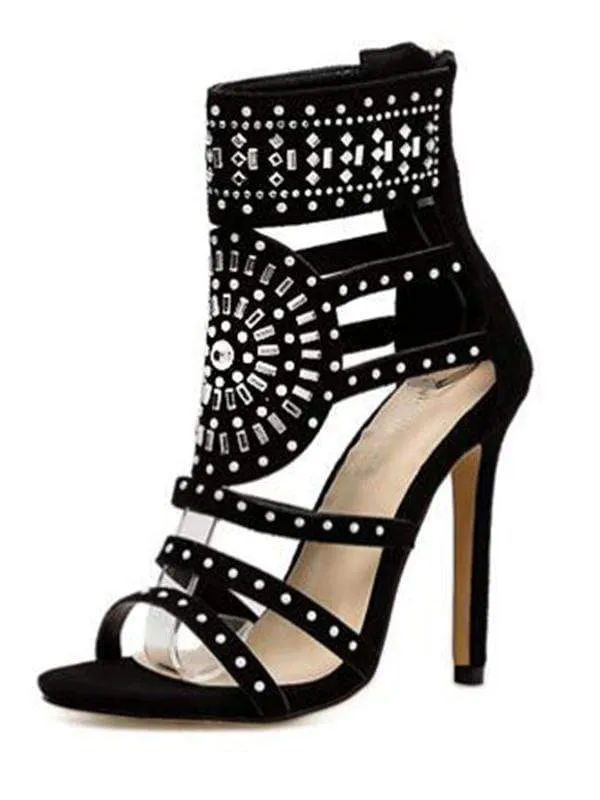 BASTET Rhinestone-Embedded Sandals