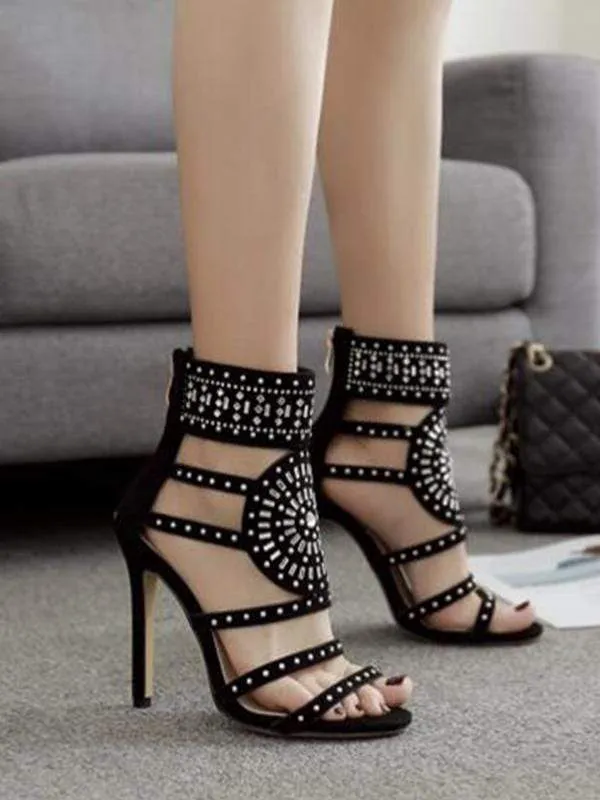 BASTET Rhinestone-Embedded Sandals