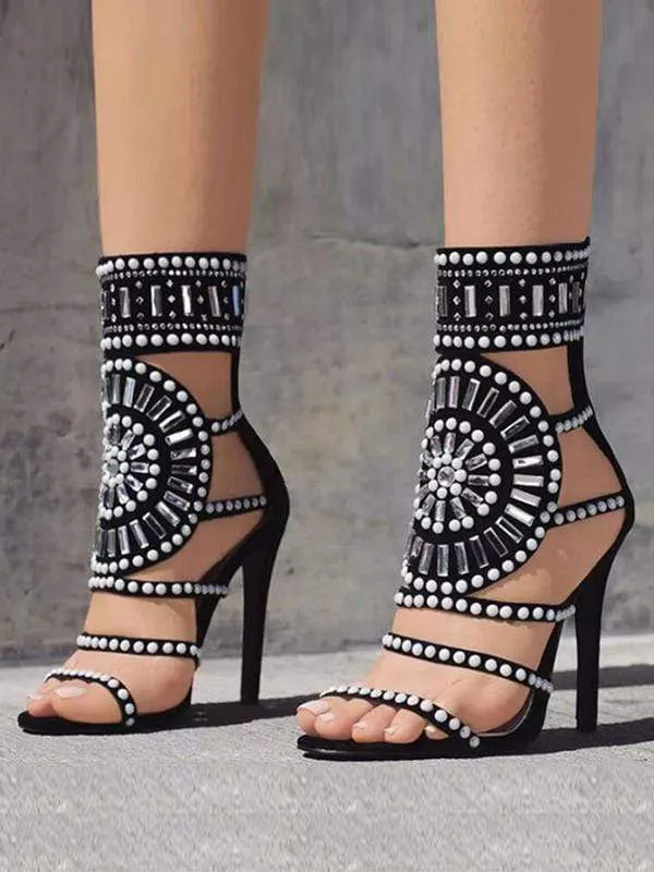 BASTET Rhinestone-Embedded Sandals