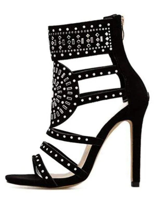 BASTET Rhinestone-Embedded Sandals