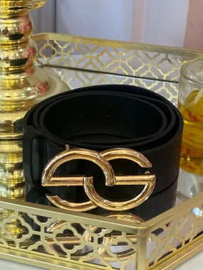 Black Belt With Gold GG Buckle