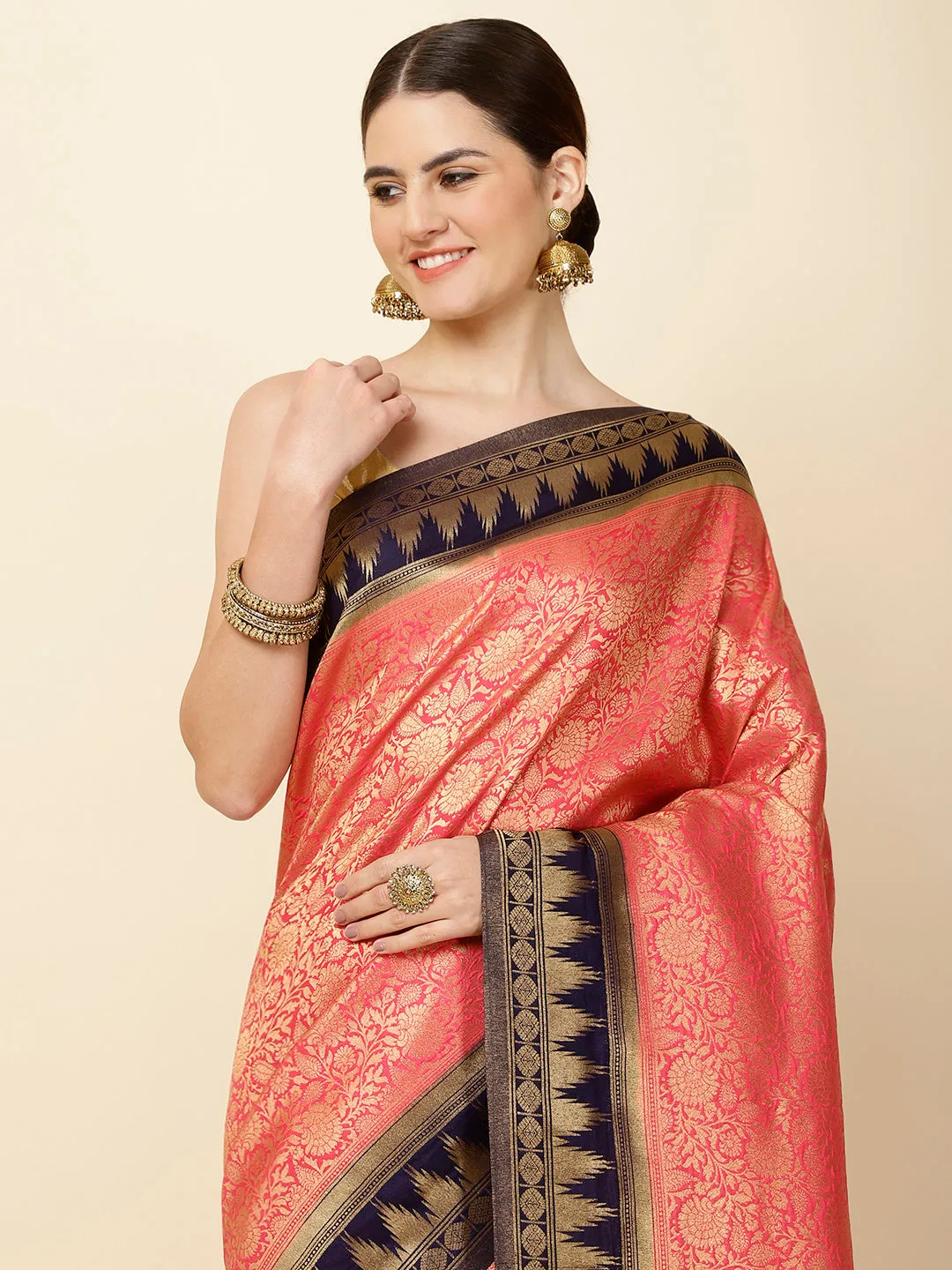 Brocade Zari Jaal Woven Handloom Saree