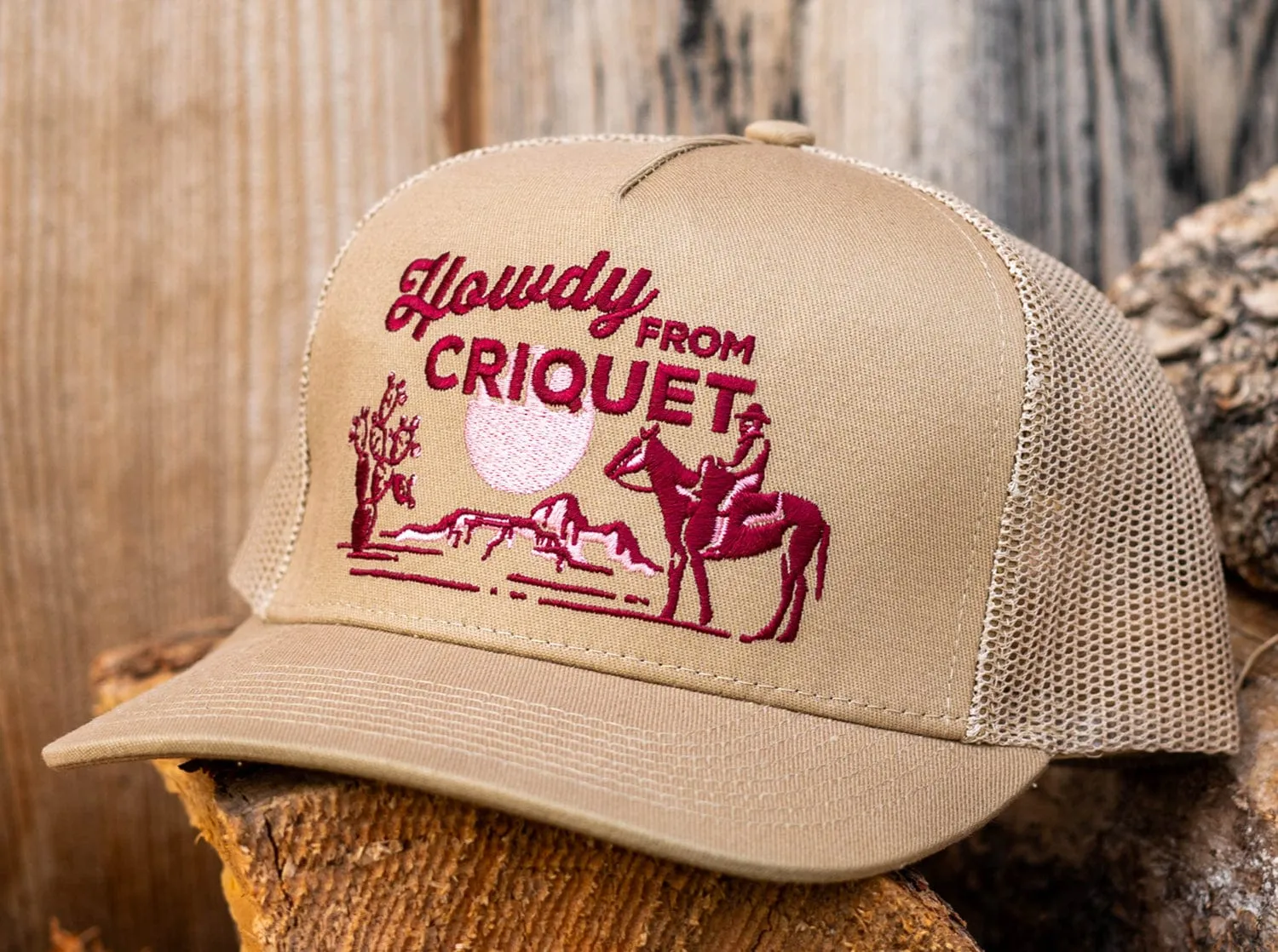 Classic Trucker Hat - Howdy From Criquet - Tan Twill