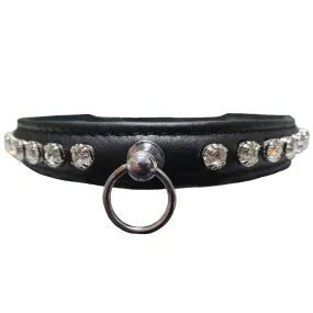 Crystal Studded Leather Collar