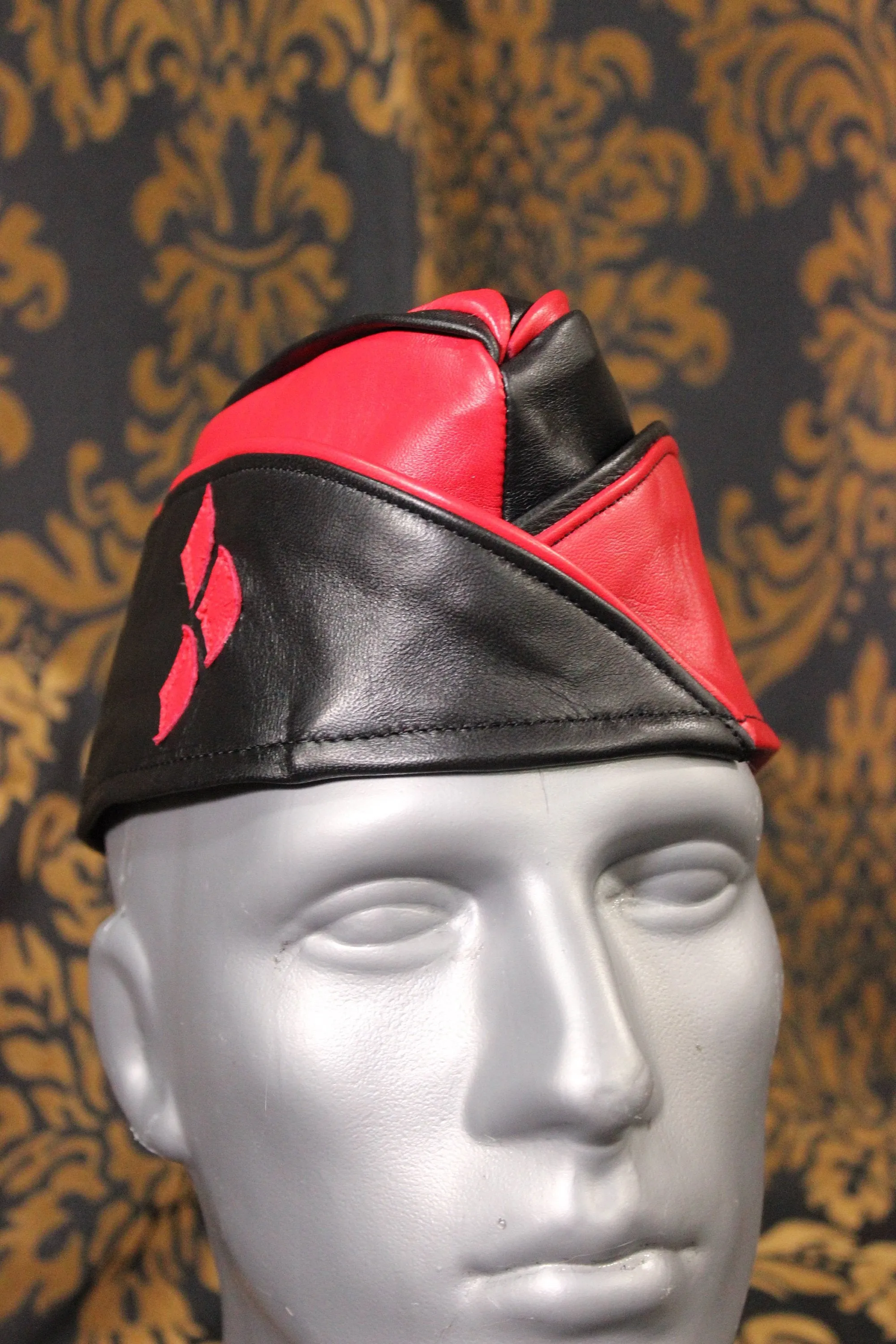 Harlequin Style Leather Garrison Cap