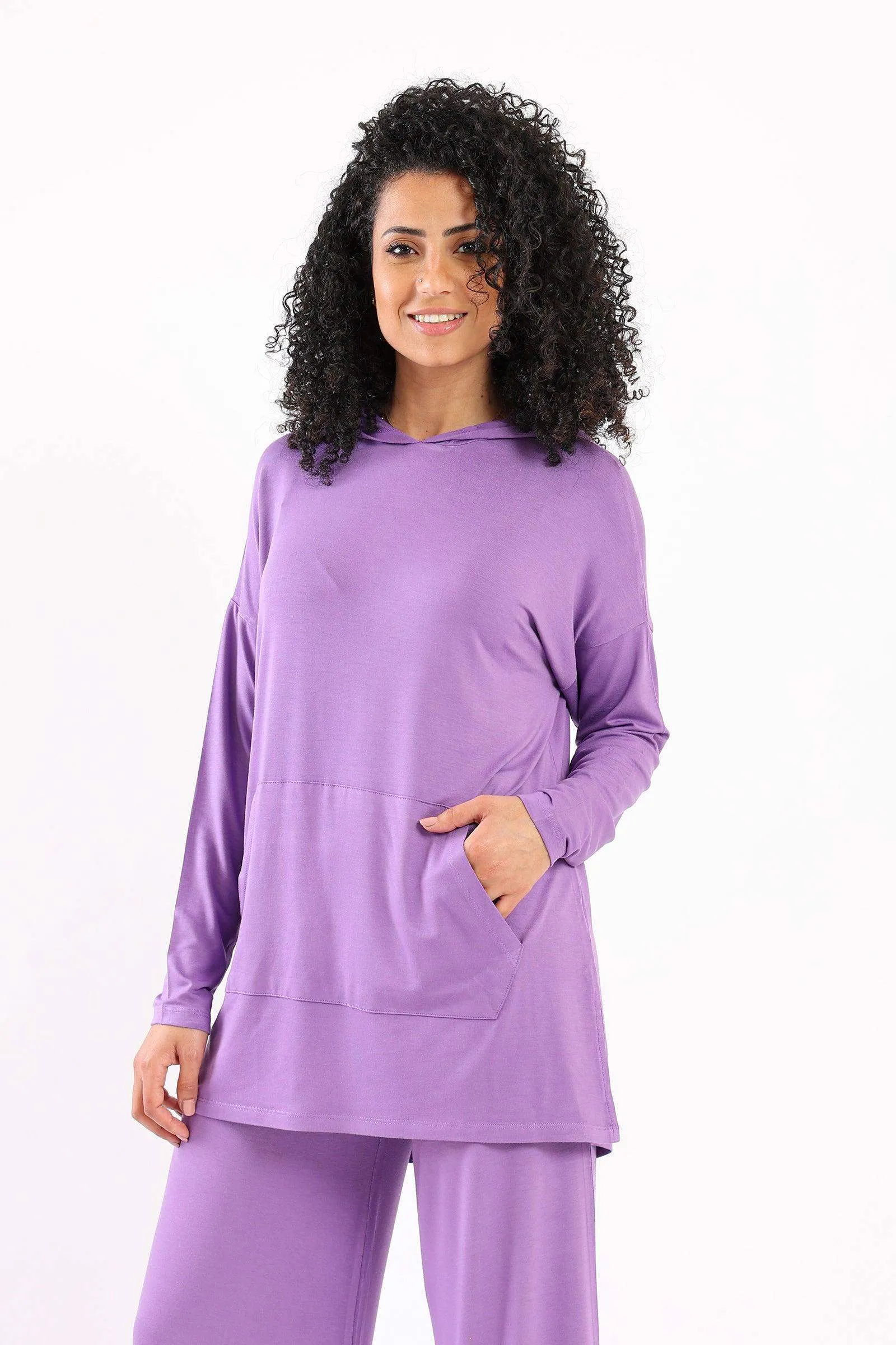 Hooded Plain Lounge Top