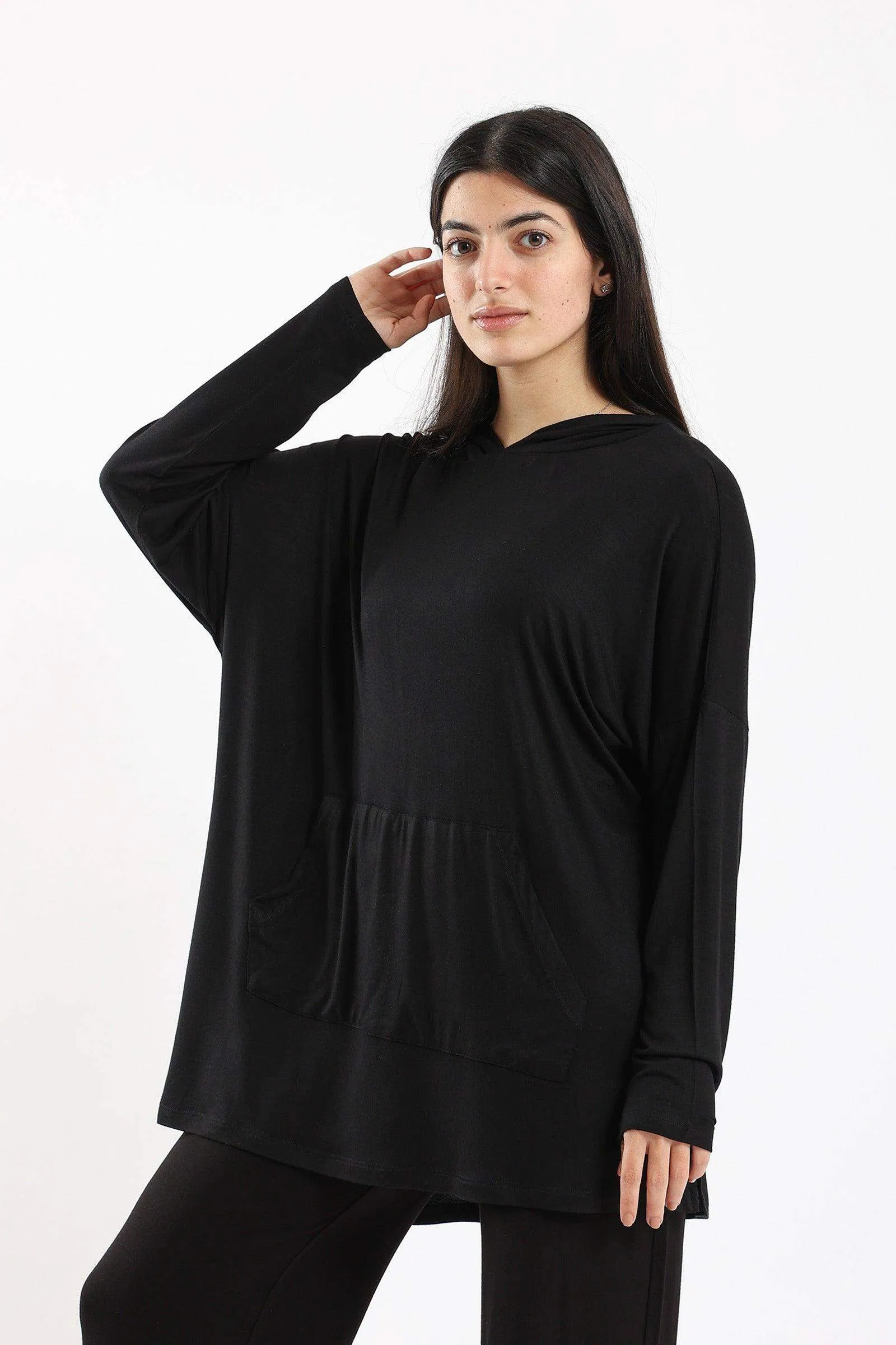 Hooded Plain Lounge Top