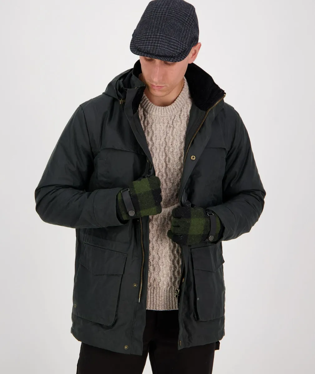 Jacks Point Leather Glove - Olive/Black Check