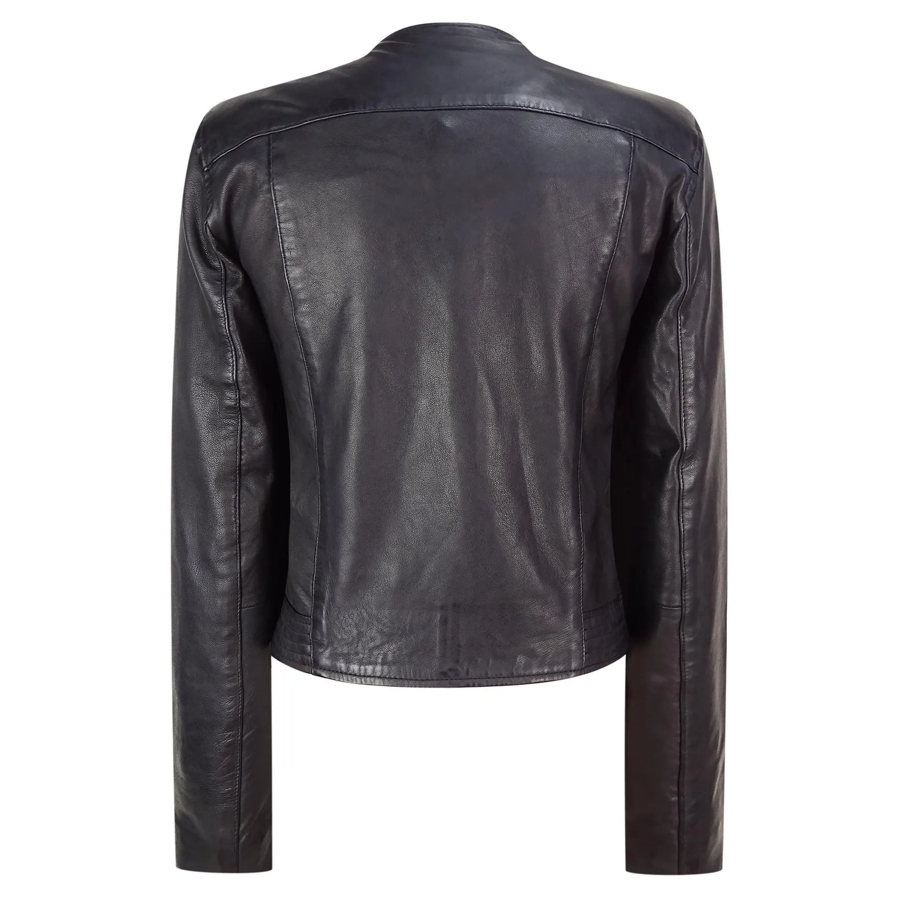 Ladies Real Leather Jacket Short Fitted Bikers Style Vintage Black Rock