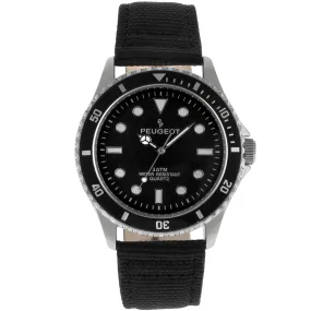 Men's 42mm Sport Bezel Watch with Black Dial and Canvas Strap