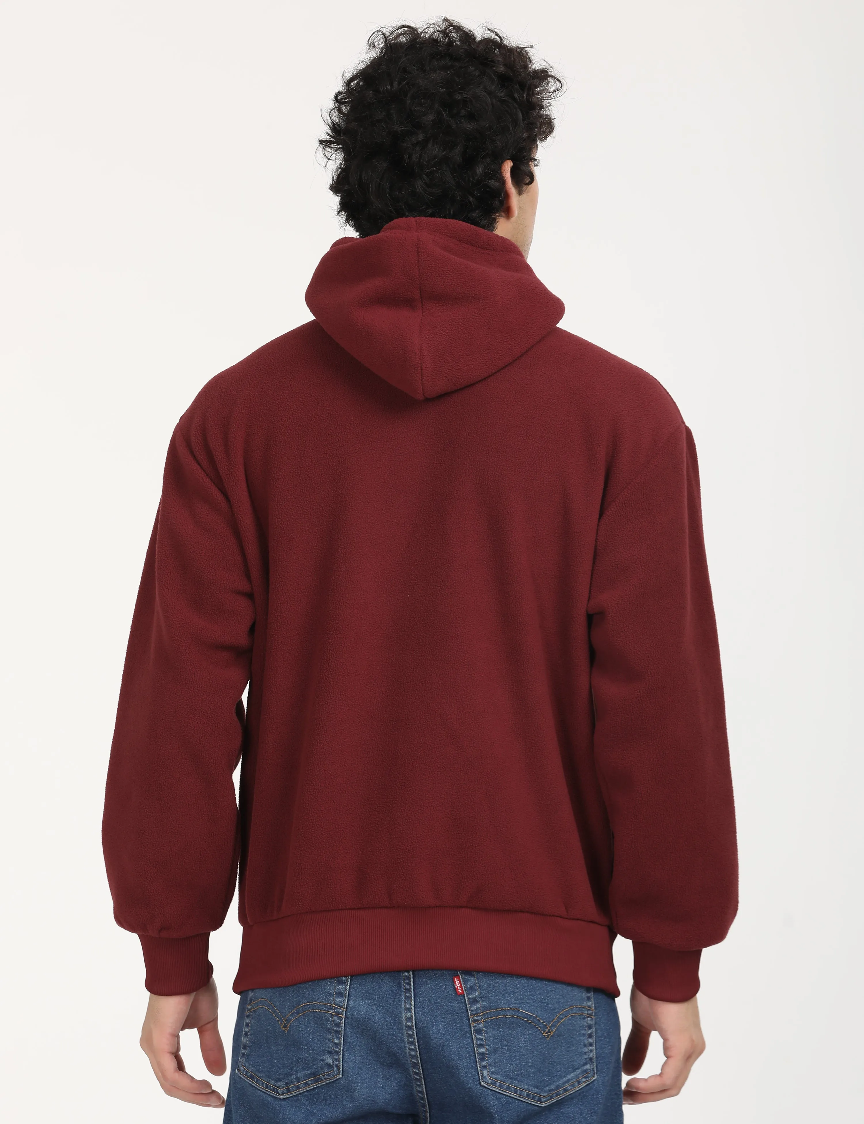 Men's Brand Logo Maroon Hooded Sweatshirt