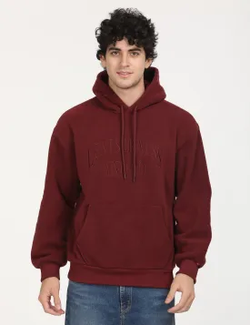 Men's Brand Logo Maroon Hooded Sweatshirt