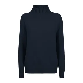 Mock Neck Cashmere Sweater - Navy