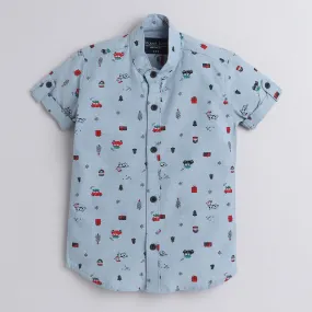 Polka Tots Half Sleeve Shirt Christmas Gifts Print - Blue