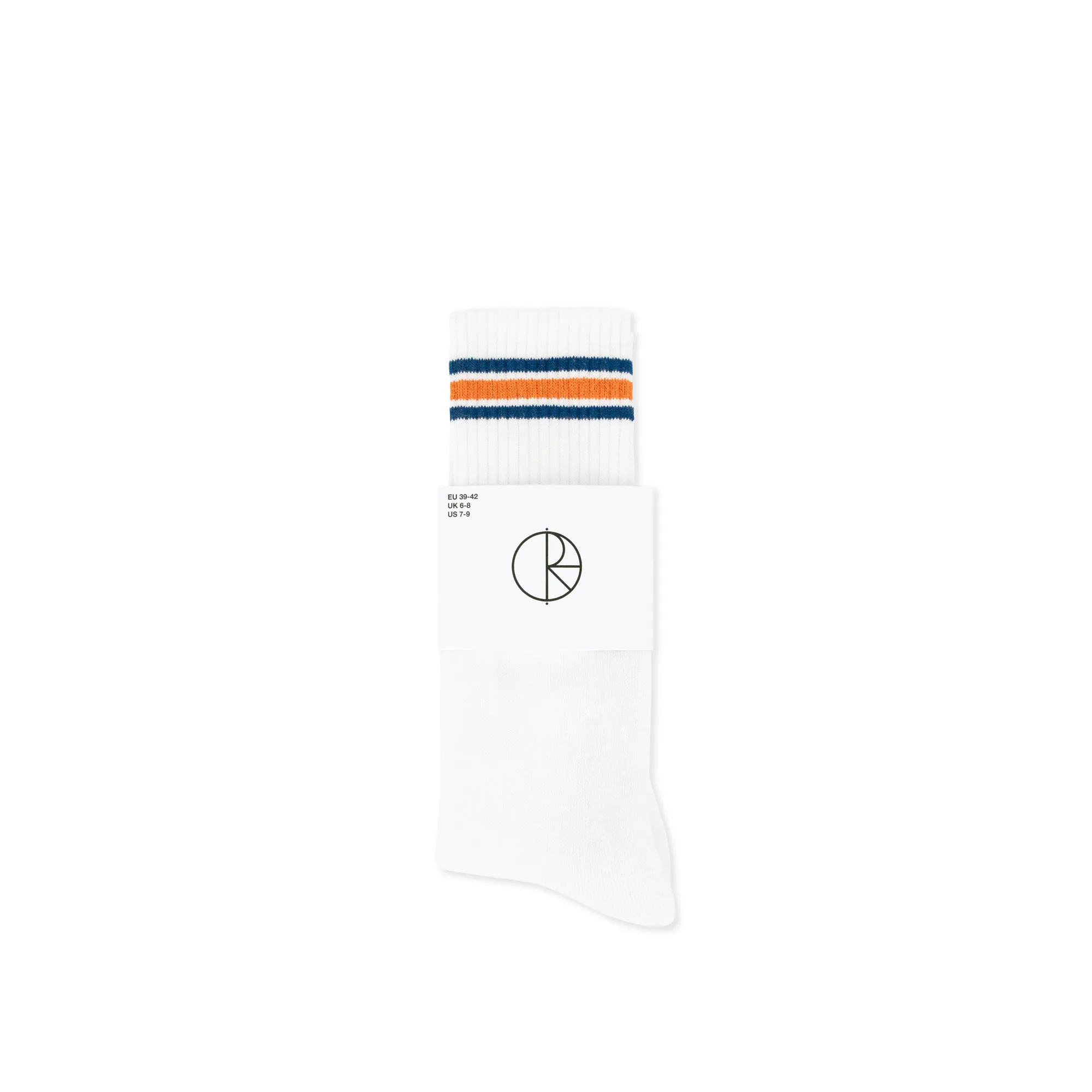 Rib Socks | Long | Stripe - White / Blue / Orange