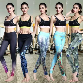 Women's Multi-Colored Printed Stretch Sports Leggings