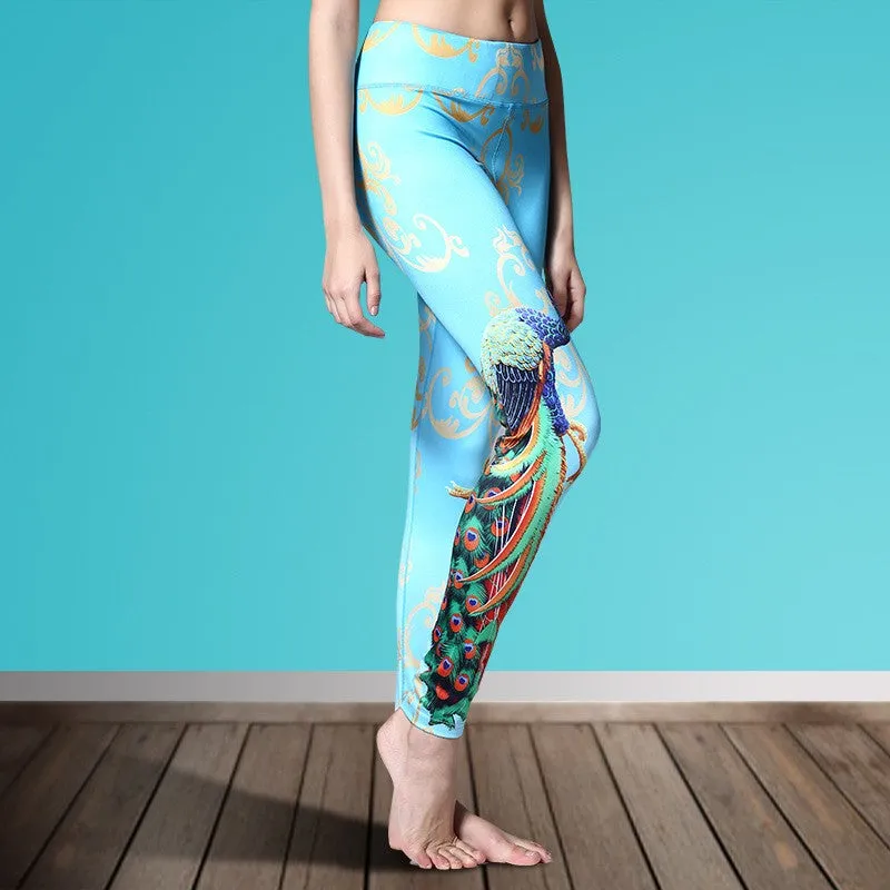 Women's Multi-Colored Printed Stretch Sports Leggings